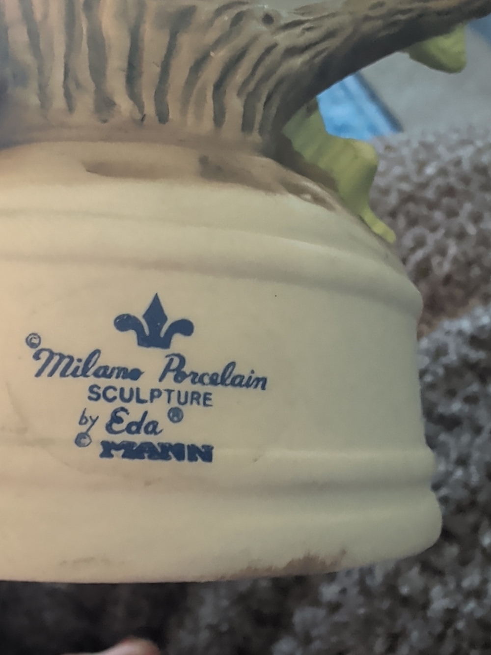 Milano Porcelain Sculpture in Cream with Blue Mark